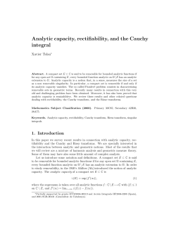 Analytic capacity, rectifiability, and the Cauchy integral