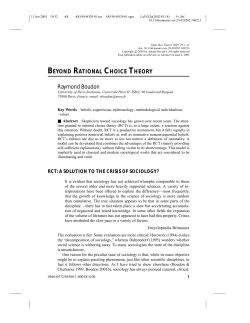 BEYOND RATIONAL CHOICE THEORY Raymond Boudon
