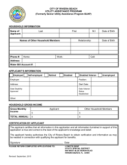 CITY OF RIVIERA BEACH UTILITY ASSISTANCE PROGRAM