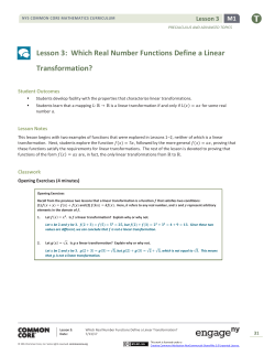 Precalculus and Advanced Topics Module 1 Lesson 3