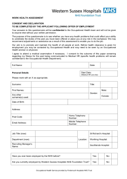 Occupational Health Form - Western Sussex Hospitals