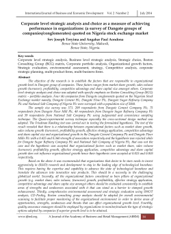 Corporate level strategic analysis and choice as a measure of