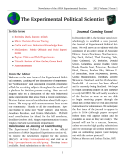 The Experimental Political Scientist