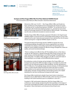 For Immediate Release News Release Ecotope