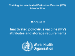 IPV Vaccine attributes and storage