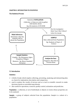 SHF1124 CHAPTER 3: INTODUCTION TO STATISTICS The