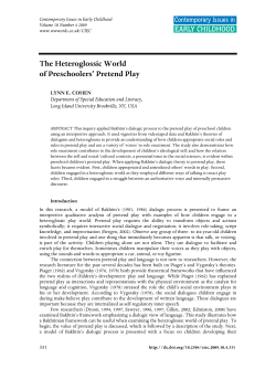 The Heteroglossic World of Preschoolers` Pretend Play