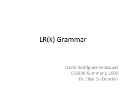 LR (k) Grammars - Computer Science