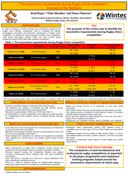 The locomotive requirements during Rugby Union competition