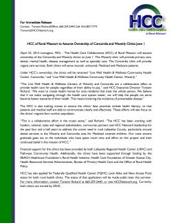 HCC to Assume Ownership of Concordia, Waverly Clinics June 1