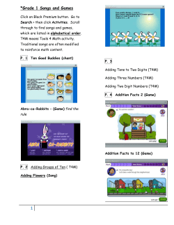 Grade 1 Songs and Games - San Diego Unified School District