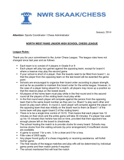 January 2014 Attention: Sports Coordinator / Chess Administrator