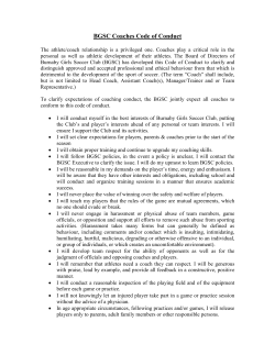 Coaches` Code of Conduct - Burnaby Girls Soccer Club