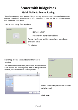 Scorer with BridgePads Quick Guide to Teams Scoring These