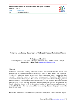 Preferred Leadership Behaviours of Male and Female Badminton