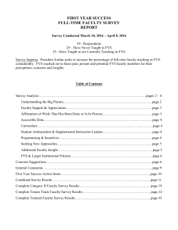 First Year Success Faculty Survey Report