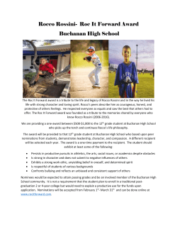 Rocco Rossini- Roc It Forward Award Buchanan High School The