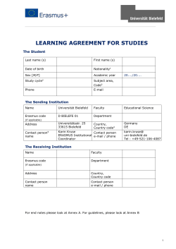 Learning Agreement - Universität Bielefeld