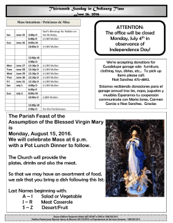 June 26, 2016 - Assumption of the Blessed Virgin Mary