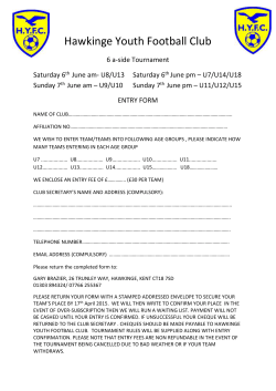 Hawkinge Youth Football Club 6 a-side Tournament Saturday 6th