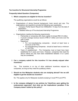 Tax Incentive for Structured Internship Programme Frequently Asked
