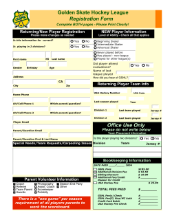 Golden Skate Hockey League Registration Form