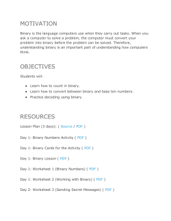 Data Representation and Binary: Day 3
