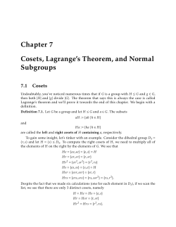Chapter 7 Cosets, Lagrange`s Theorem, and Normal