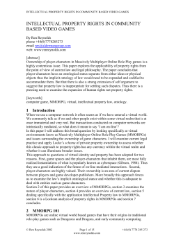 Intellectual property rights in community based video games