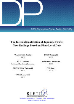 The Internationalization of Japanese Firms:New Findings Based on