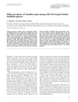 High prevalence of shoulder pain among elite Norwegian female