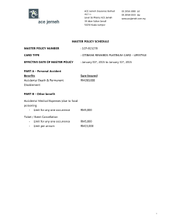MASTER POLICY SCHEDULE MASTER POLICY NUMBER CARD
