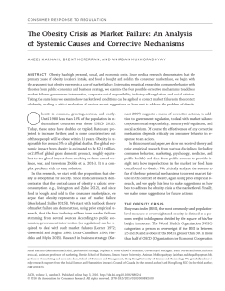 The Obesity Crisis as Market Failure: An Analysis