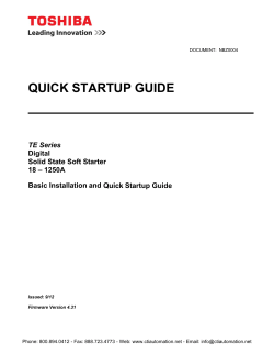 Toshiba TE Series Digital Solid State Soft Starter Quick Start Guide