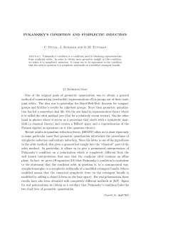 PUKANSZKY`S CONDITION AND SYMPLECTIC INDUCTION C