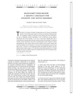 Manuscript Peer Review - Advances in Physiology Education