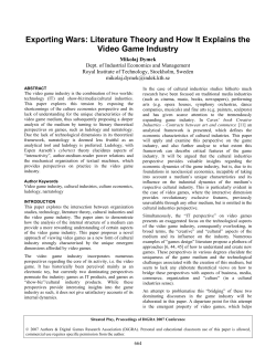 Literature Theory and How It Explains the Video Game Industry