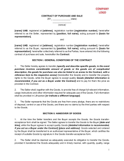 CONTRACT OF PURCHASE AND SALE 201_ (date) (venue) [name