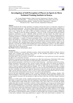 Investigation of Self-Perception of Players in Sports in Meru