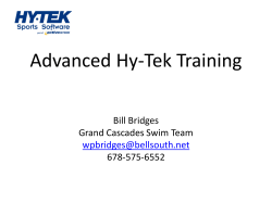 Advanced Hy-Tek Training - Grand Cascades Swim Team