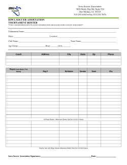 IOWA SOCCER ASSOCIATION TOURNAMENT ROSTER