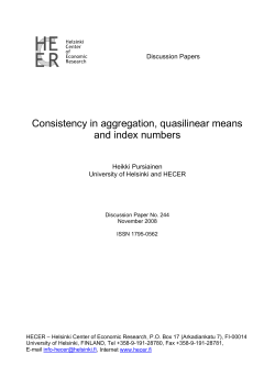 Consistency in aggregation, quasilinear means and index numbers