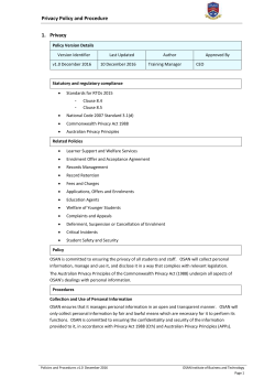 Privacy Policy and Procedure 1. Privacy