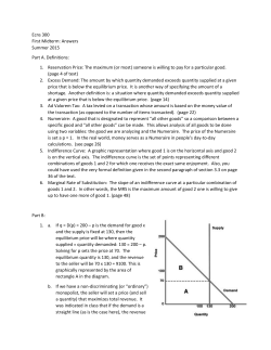 Ecns 300 First Midterm: Answers Summer 2015 Part A. Definitions