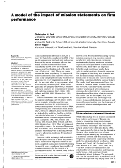 A model of the impact of mission statements on firm performance