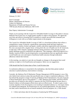 Letter to CMS Deputy Administrator Cavanaugh