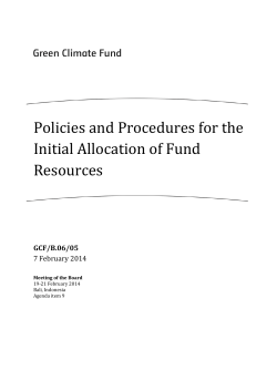 Policies and Procedures for the Initial Allocation of Fund Resources