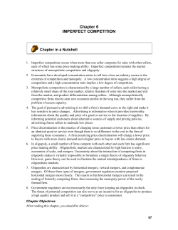 Chapter 6 IMPERFECT COMPETITION