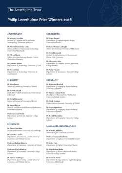 Philip Leverhulme Prize Winners 2016