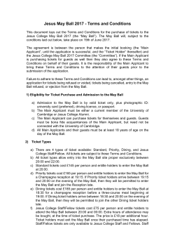 Jesus May Ball 2017 - Terms and Conditions